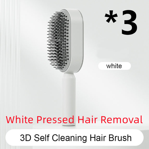 Self Cleaning Hair Brush Anti-Static Scalp Com