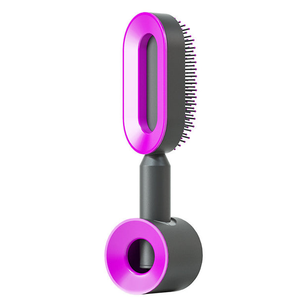 Self Cleaning Hair Brush Anti-Static Scalp Com