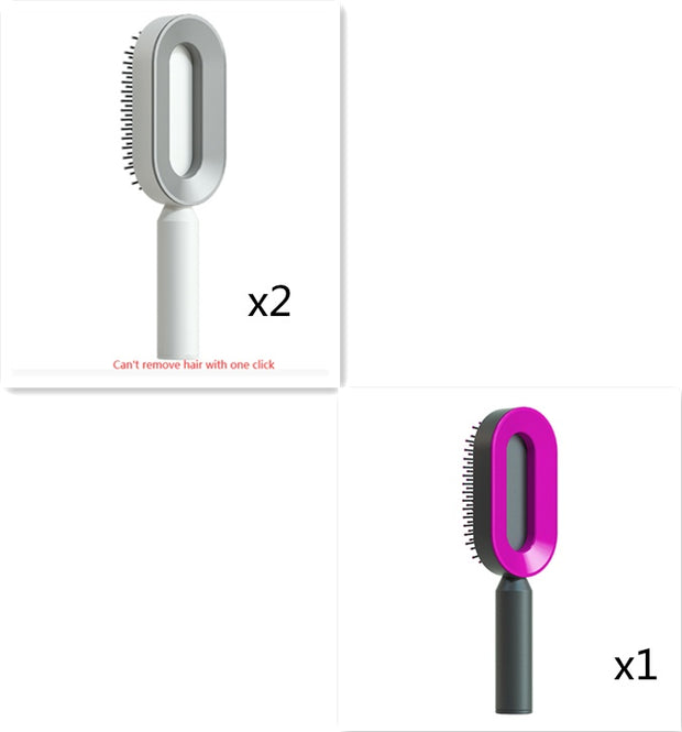 Self Cleaning Hair Brush Anti-Static Scalp Com
