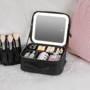 Smart LED Makeup Case with Mirror Large Travel Cosmetic Bag