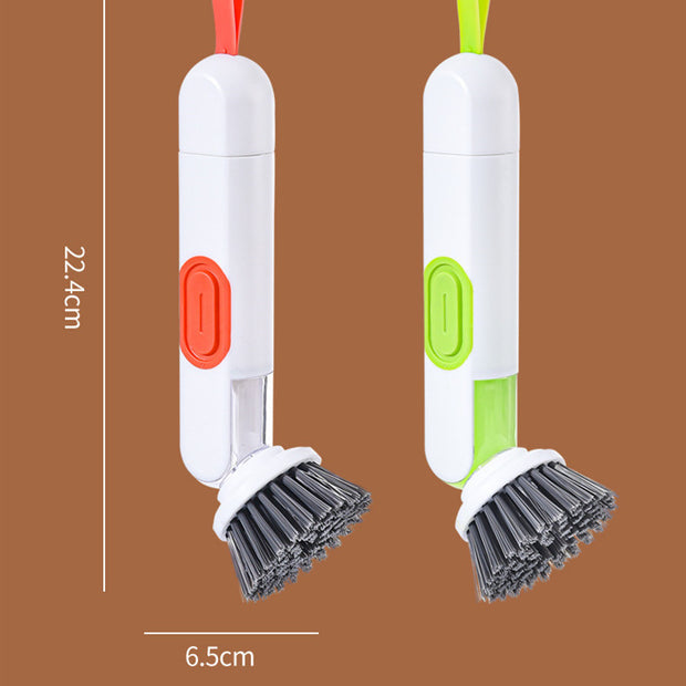 Long Handle Liquid-Filled Cleaning Brush With Two Replacement Heads