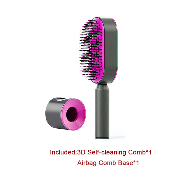 Self Cleaning Hair Brush Anti-Static Scalp Com