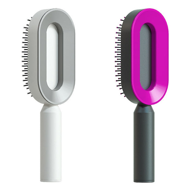 Self Cleaning Hair Brush Anti-Static Scalp Com