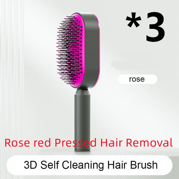 Self Cleaning Hair Brush Anti-Static Scalp Com
