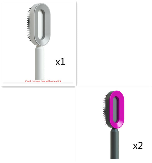 Self Cleaning Hair Brush Anti-Static Scalp Com