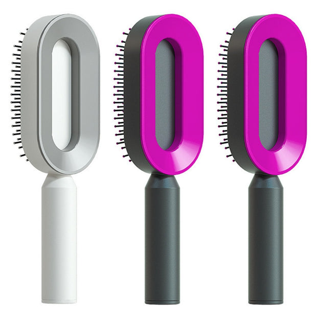 Self Cleaning Hair Brush Anti-Static Scalp Com