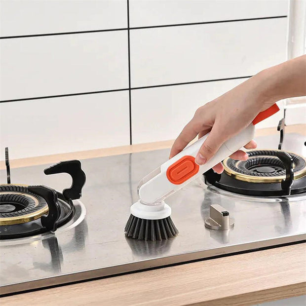 Long Handle Liquid-Filled Cleaning Brush With Two Replacement Heads
