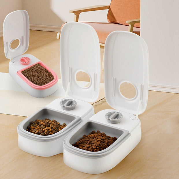 Smart Food Dispenser with Timer and Stainless Bowl