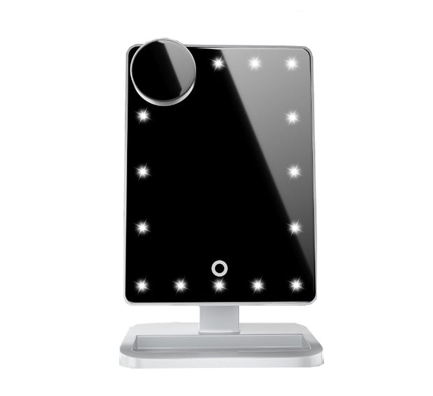 Touchscreen LED Makeup Mirror with Bluetooth 10X Magnifier
