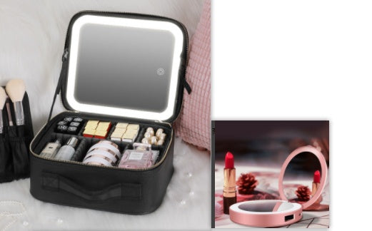 Smart LED Makeup Case with Mirror Large Travel Cosmetic Bag