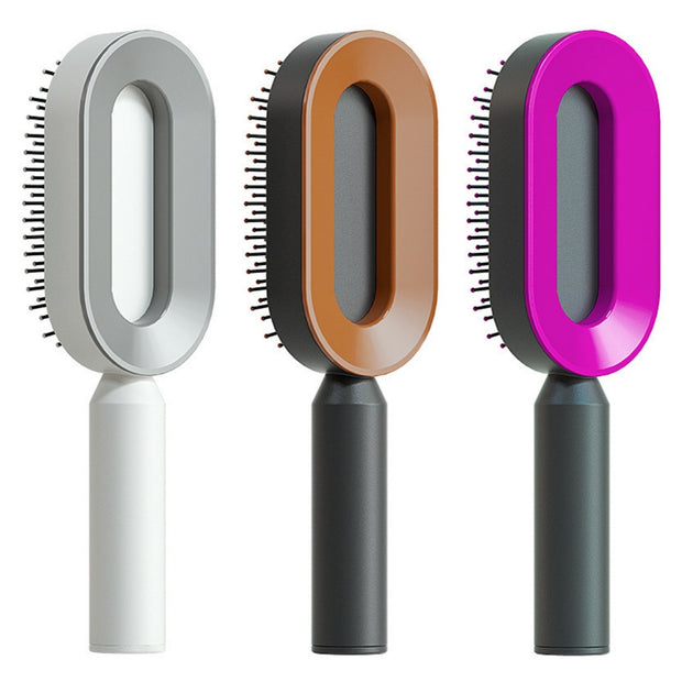 Self Cleaning Hair Brush Anti-Static Scalp Com