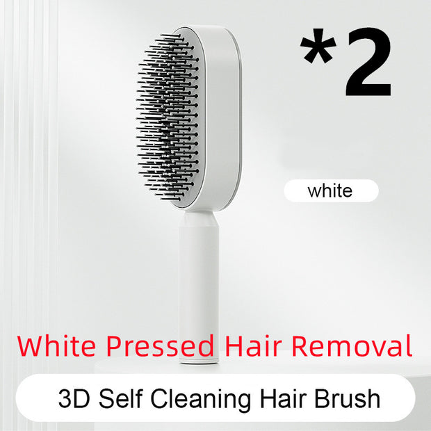 Self Cleaning Hair Brush Anti-Static Scalp Com