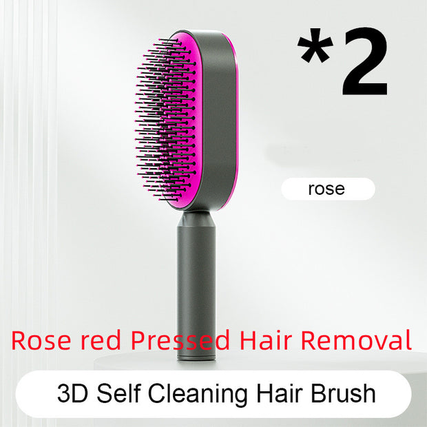 Self Cleaning Hair Brush Anti-Static Scalp Com
