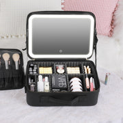 Smart LED Makeup Case with Mirror Large Travel Cosmetic Bag