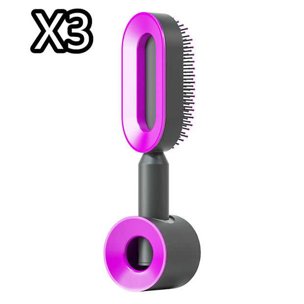 Self Cleaning Hair Brush Anti-Static Scalp Com