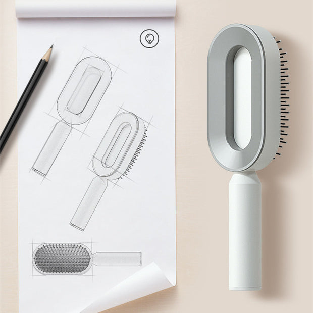 Self Cleaning Hair Brush Anti-Static Scalp Com