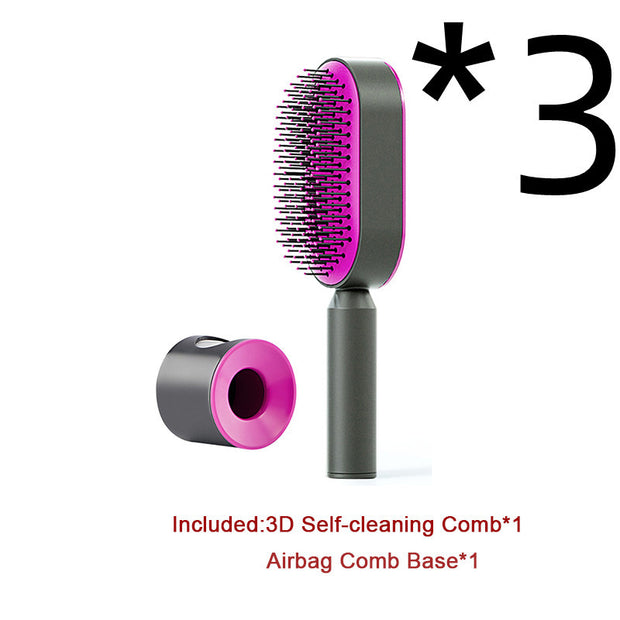 Self Cleaning Hair Brush Anti-Static Scalp Com