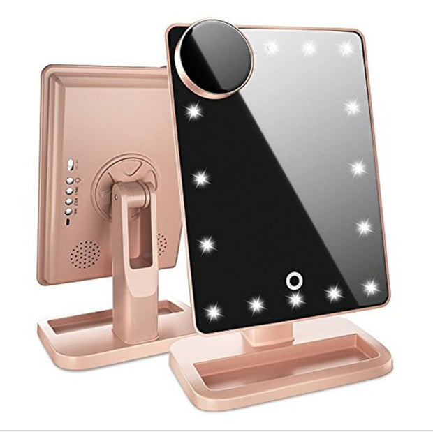 Touchscreen LED Makeup Mirror with Bluetooth 10X Magnifier