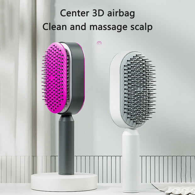 Self Cleaning Hair Brush Anti-Static Scalp Com