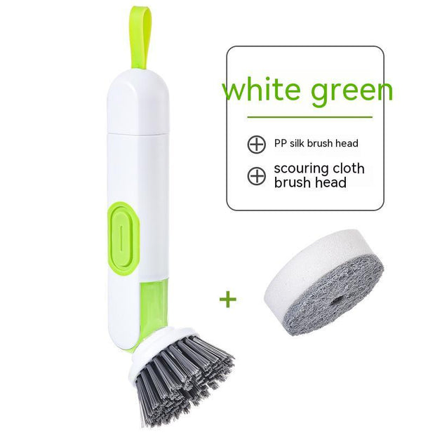 Long Handle Liquid-Filled Cleaning Brush With Two Replacement Heads