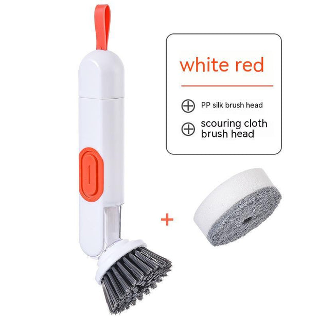 Long Handle Liquid-Filled Cleaning Brush With Two Replacement Heads