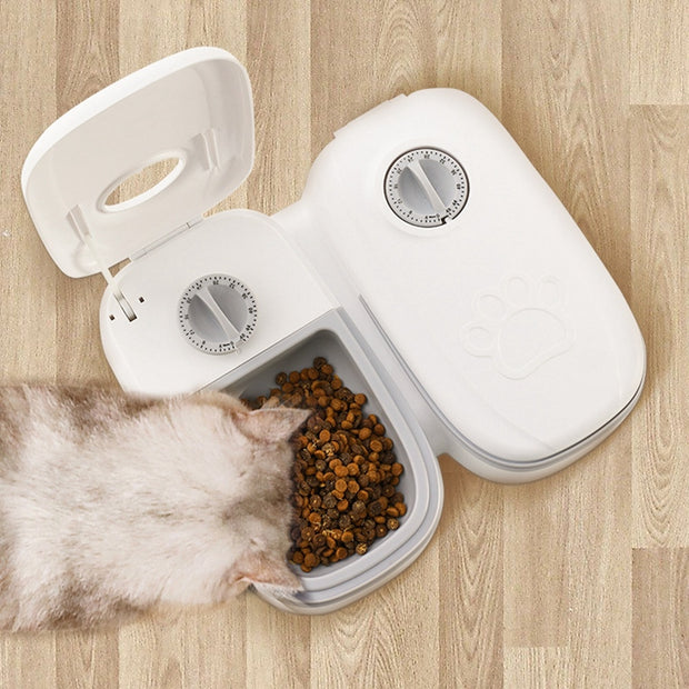Smart Food Dispenser with Timer and Stainless Bowl