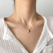 Emerald Ruby Inlaid Diamond Pendant Necklace