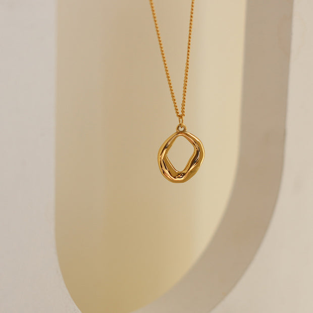 Circular Hollow Geometric Irregular Necklace
