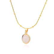 Oval Cat's Eye Pendant Titanium Steel Necklace Niche