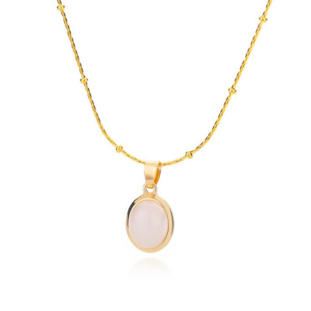 Oval Cat's Eye Pendant Titanium Steel Necklace Niche