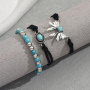 Geometric Butterfly Turquoise Design Bracelet Three-piece Set