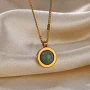 Oval Cat's Eye Pendant Titanium Steel Necklace Niche
