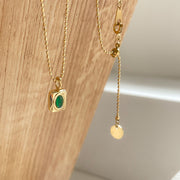 Emerald Ruby Inlaid Diamond Pendant Necklace
