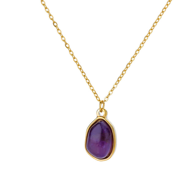 Oval Cat's Eye Pendant Titanium Steel Necklace Niche