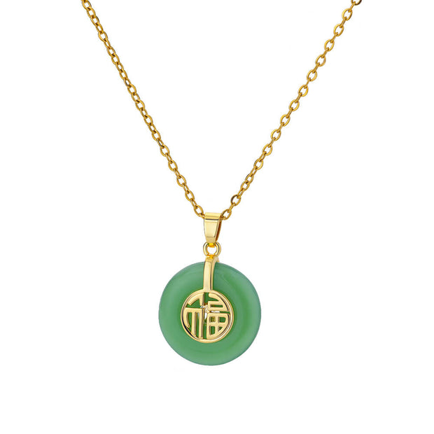 Oval Cat's Eye Pendant Titanium Steel Necklace Niche