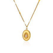 Oval Cat's Eye Pendant Titanium Steel Necklace Niche