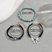 Geometric Butterfly Turquoise Design Bracelet Three-piece Set