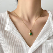 Emerald Ruby Inlaid Diamond Pendant Necklace