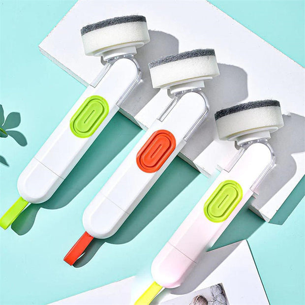 Long Handle Liquid-Filled Cleaning Brush With Two Replacement Heads