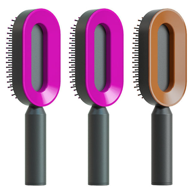 Self Cleaning Hair Brush Anti-Static Scalp Com