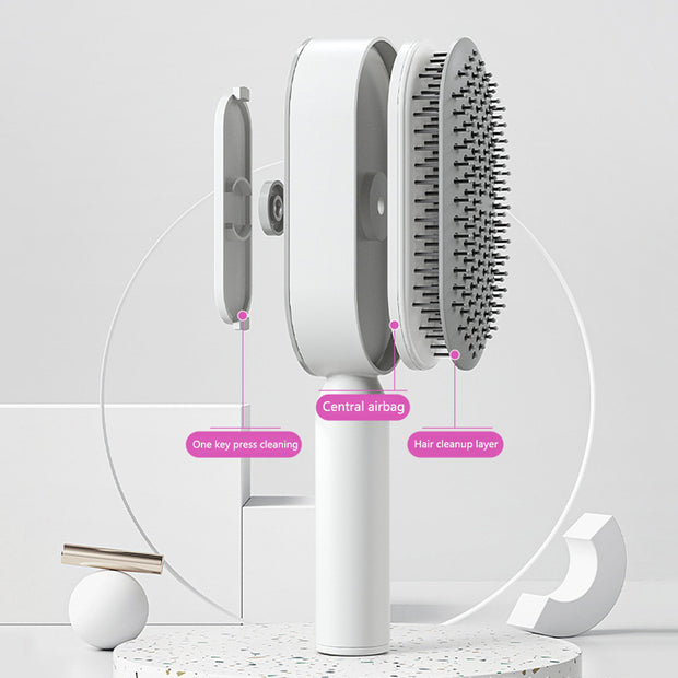 Self Cleaning Hair Brush Anti-Static Scalp Com