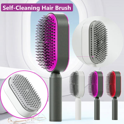 Self Cleaning Hair Brush Anti-Static Scalp Com