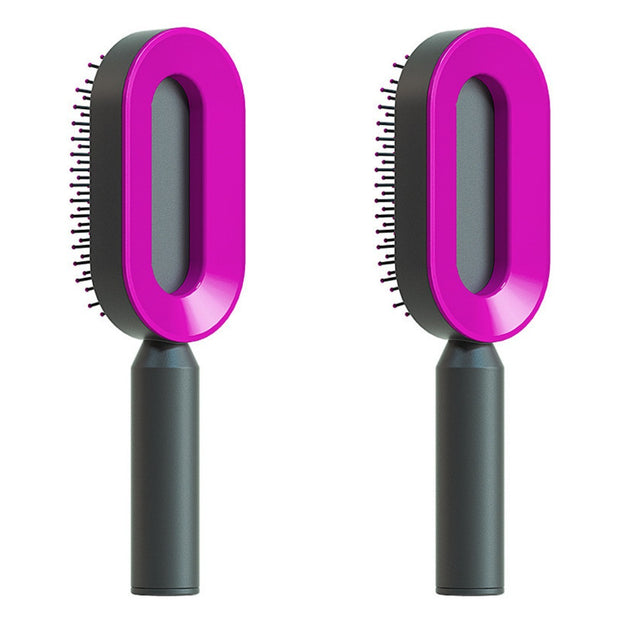 Self Cleaning Hair Brush Anti-Static Scalp Com