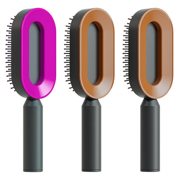 Self Cleaning Hair Brush Anti-Static Scalp Com