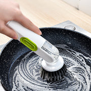 Long Handle Liquid-Filled Cleaning Brush With Two Replacement Heads