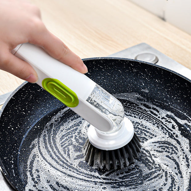 Long Handle Liquid-Filled Cleaning Brush With Two Replacement Heads