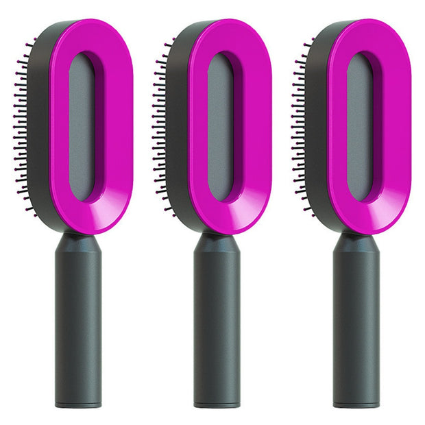 Self Cleaning Hair Brush Anti-Static Scalp Com