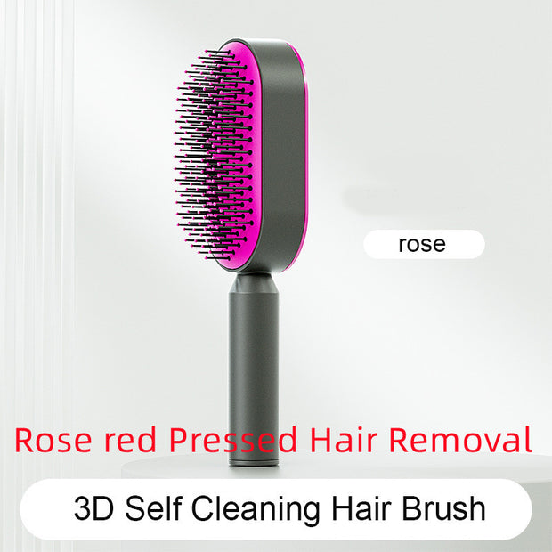 Self Cleaning Hair Brush Anti-Static Scalp Com