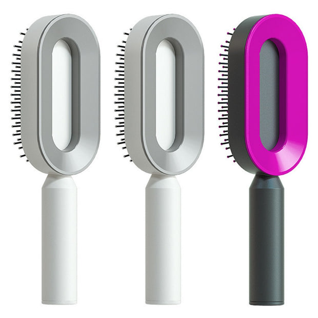 Self Cleaning Hair Brush Anti-Static Scalp Com