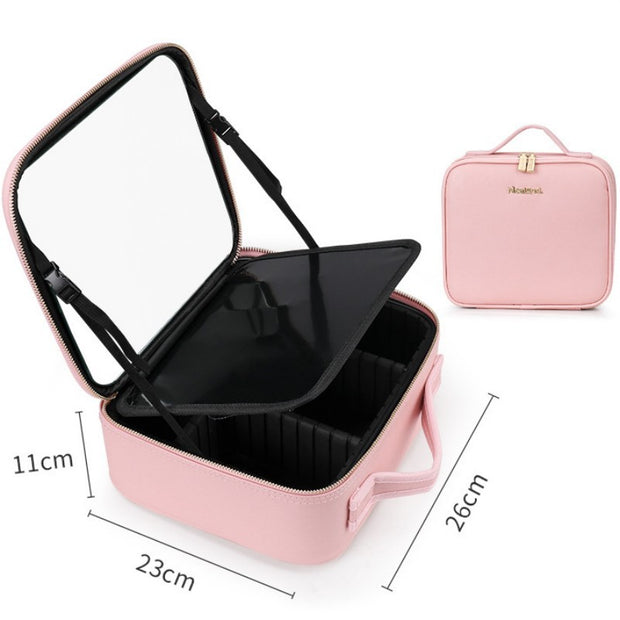 Smart LED Makeup Case with Mirror Large Travel Cosmetic Bag